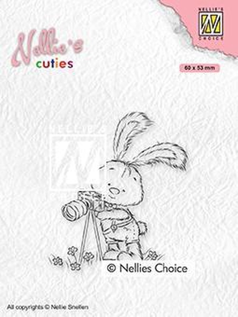 NCCS003 Stempel Nellie Snellen - Nellies Cuties - Clearstamp - konijn of haas de fotograaf- camera fototoestel